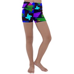 Trippy Blocks, Dotted Geometric Pattern Kids  Lightweight Velour Yoga Shorts by Casemiro