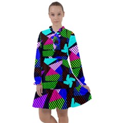 Trippy Blocks, Dotted Geometric Pattern All Frills Chiffon Dress