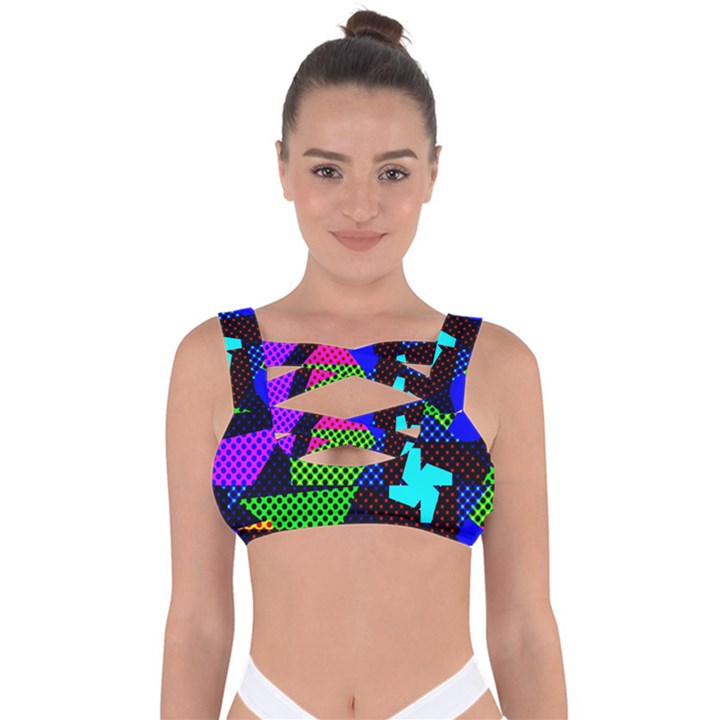 Trippy blocks, dotted geometric pattern Bandaged Up Bikini Top