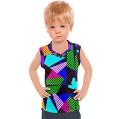 Trippy Blocks, Dotted Geometric Pattern Kids  Sport Tank Top