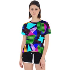 Trippy Blocks, Dotted Geometric Pattern Open Back Sport Tee