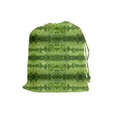 Watermelon Pattern, Fruit Skin In Green Colors Drawstring Pouch (large) by Casemiro