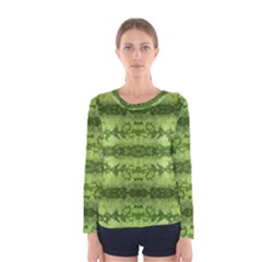 Watermelon Pattern, Fruit Skin In Green Colors Women s Long Sleeve Tee