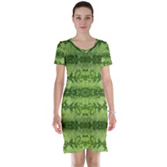 Watermelon Pattern, Fruit Skin In Green Colors Short Sleeve Nightdress by Casemiro