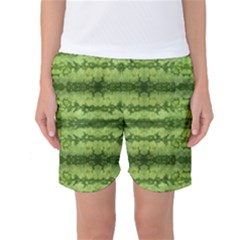 Watermelon Pattern, Fruit Skin In Green Colors Women s Basketball Shorts by Casemiro