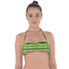 Watermelon Pattern, Fruit Skin In Green Colors Halter Bandeau Bikini Top