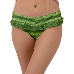 Watermelon Pattern, Fruit Skin In Green Colors Frill Bikini Bottom