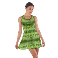 Watermelon Pattern, Fruit Skin In Green Colors Cotton Racerback Dress