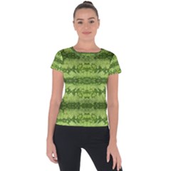 Watermelon Pattern, Fruit Skin In Green Colors Short Sleeve Sports Top  by Casemiro