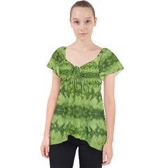 Watermelon Pattern, Fruit Skin In Green Colors Lace Front Dolly Top