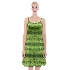 Watermelon Pattern, Fruit Skin In Green Colors Spaghetti Strap Velvet Dress