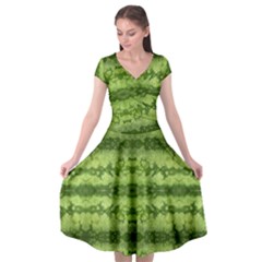 Watermelon Pattern, Fruit Skin In Green Colors Cap Sleeve Wrap Front Dress by Casemiro