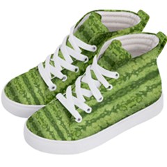 Watermelon Pattern, Fruit Skin In Green Colors Kids  Hi-top Skate Sneakers by Casemiro