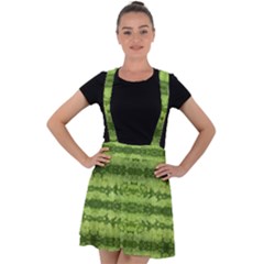 Watermelon Pattern, Fruit Skin In Green Colors Velvet Suspender Skater Skirt by Casemiro