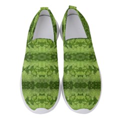 Watermelon Pattern, Fruit Skin In Green Colors Women s Slip On Sneakers by Casemiro