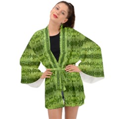 Watermelon Pattern, Fruit Skin In Green Colors Long Sleeve Kimono by Casemiro