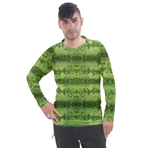 Watermelon Pattern, Fruit Skin In Green Colors Men s Pique Long Sleeve Tee by Casemiro