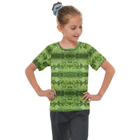 Watermelon Pattern, Fruit Skin In Green Colors Kids  Mesh Piece Tee by Casemiro