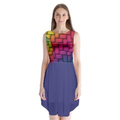 Rainbow Weave Sleeveless Chiffon Dress  