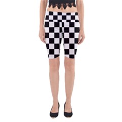 Chess Board Background Design Yoga Cropped Leggings by Vaneshart