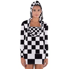 Chess Board Background Design Long Sleeve Hooded T-shirt by Vaneshart