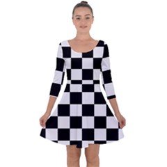 Chess Board Background Design Quarter Sleeve Skater Dress by Vaneshart