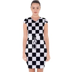 Chess Board Background Design Capsleeve Drawstring Dress  by Vaneshart