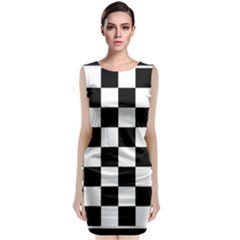 Chess Board Background Design Sleeveless Velvet Midi Dress