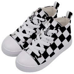 Chess Board Background Design Kids  Mid-top Canvas Sneakers by Vaneshart