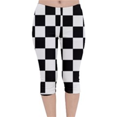 Chess Board Background Design Velvet Capri Leggings  by Vaneshart