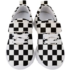 Chess Board Background Design Kids  Velcro Strap Shoes by Vaneshart