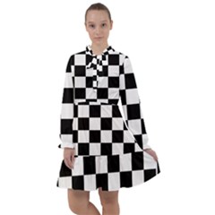 Chess Board Background Design All Frills Chiffon Dress