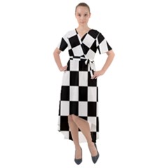 Chess Board Background Design Front Wrap High Low Dress by Vaneshart