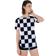 Chess Board Background Design Perpetual Short Sleeve T-shirt