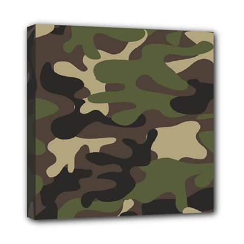 Texture Military Camouflage-repeats Seamless Army Green Hunting Mini Canvas 8  X 8  (stretched) by Vaneshart