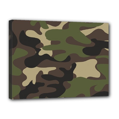 Texture Military Camouflage-repeats Seamless Army Green Hunting Canvas 16  X 12  (stretched) by Vaneshart