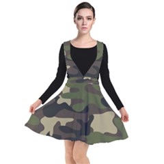 Texture Military Camouflage-repeats Seamless Army Green Hunting Plunge Pinafore Dress by Vaneshart