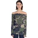 Texture military camouflage-repeats seamless army green hunting Off Shoulder Long Sleeve Top View1