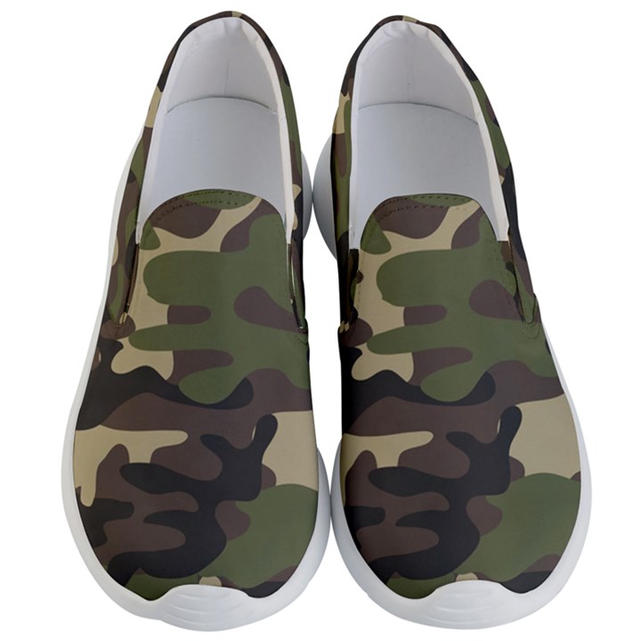 Texture military camouflage-repeats seamless army green hunting Men s Lightweight Slip Ons