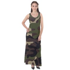 Texture Military Camouflage-repeats Seamless Army Green Hunting Sleeveless Velour Maxi Dress by Vaneshart