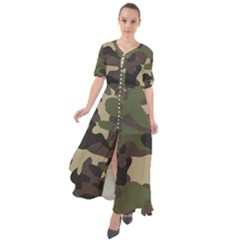 Texture Military Camouflage-repeats Seamless Army Green Hunting Waist Tie Boho Maxi Dress by Vaneshart