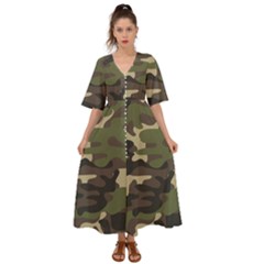 Texture Military Camouflage-repeats Seamless Army Green Hunting Kimono Sleeve Boho Dress by Vaneshart