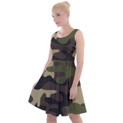 Texture Military Camouflage-repeats Seamless Army Green Hunting Knee Length Skater Dress