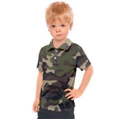 Texture Military Camouflage-repeats Seamless Army Green Hunting Kids  Polo Tee