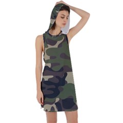 Texture Military Camouflage-repeats Seamless Army Green Hunting Racer Back Hoodie Dress