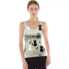 Cute Cat Seamless Pattern Tank Top by Vaneshart