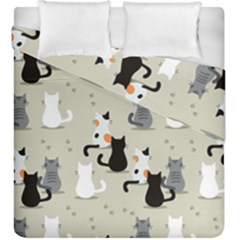 Cute Cat Seamless Pattern Duvet Cover Double Side (king Size) by Vaneshart