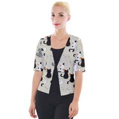 Cute Cat Seamless Pattern Cropped Button Cardigan by Vaneshart