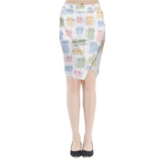 Cute Cat Colorful Cartoon Doodle Seamless Pattern Midi Wrap Pencil Skirt by Vaneshart