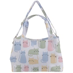 Cute Cat Colorful Cartoon Doodle Seamless Pattern Double Compartment Shoulder Bag by Vaneshart